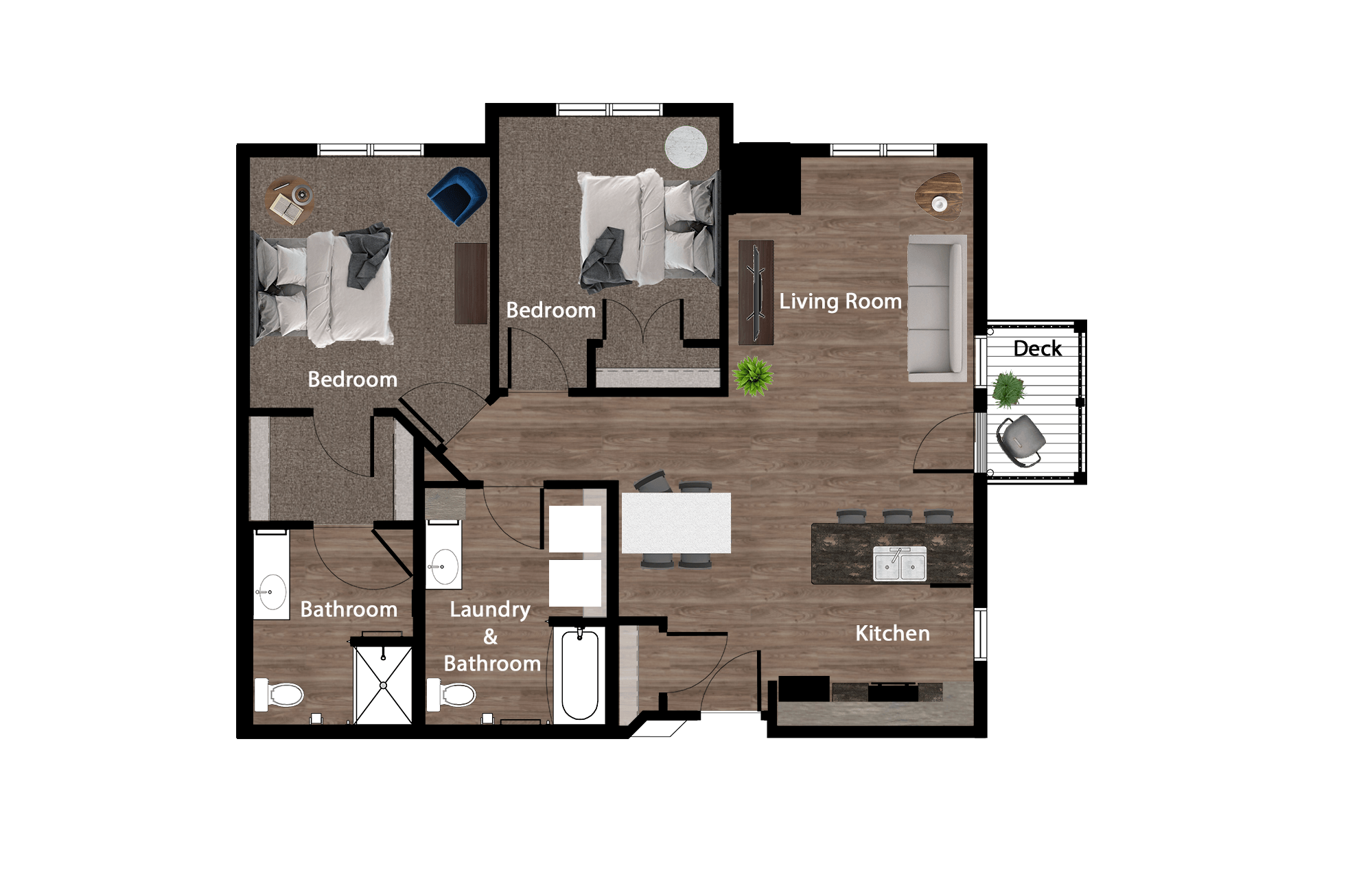 Floor plan for 2 beds, 2 baths, 1084 sqft